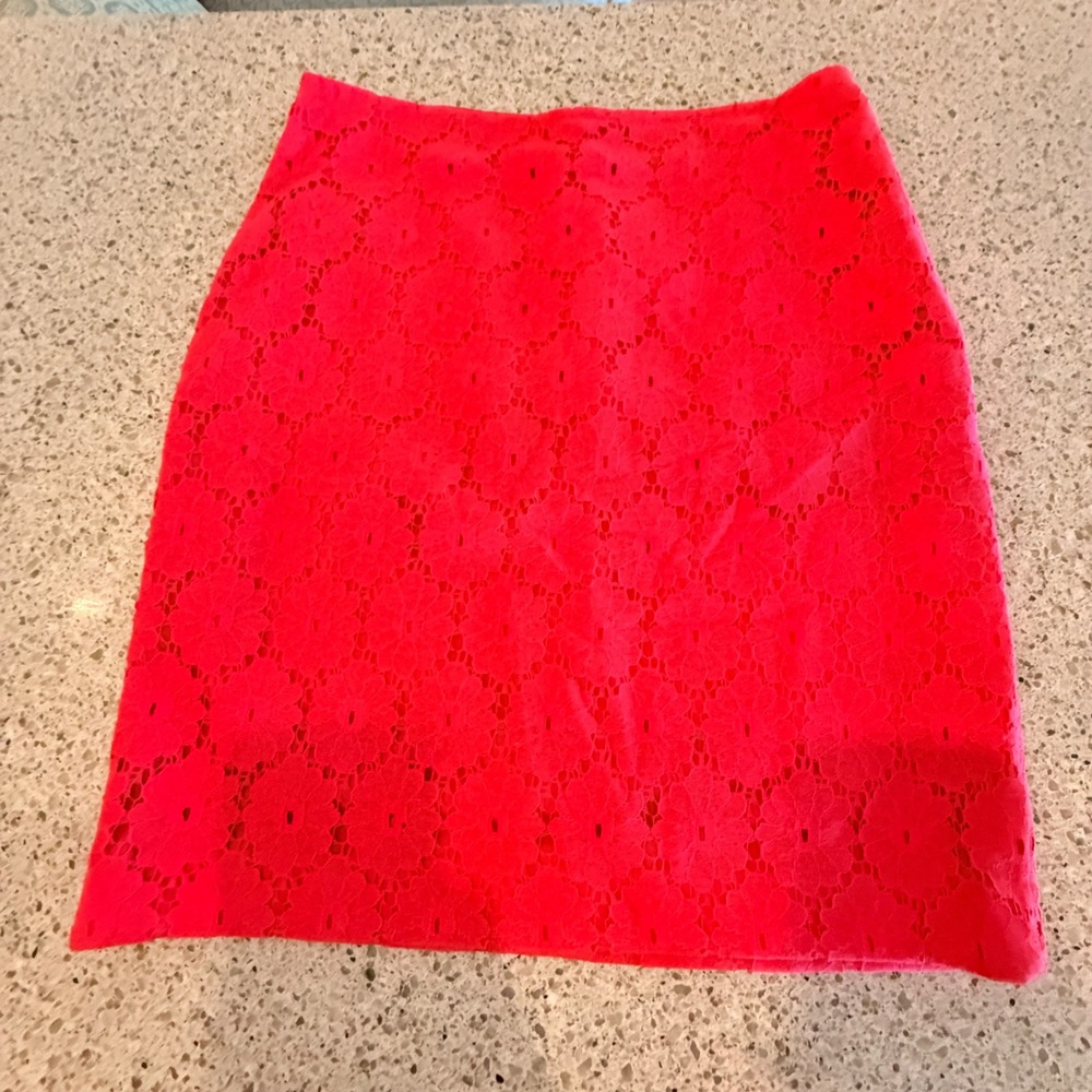NWT Ann Taylor Lace Mini Skirt Women 6P Pink Floral Lined Minimalist Preppy